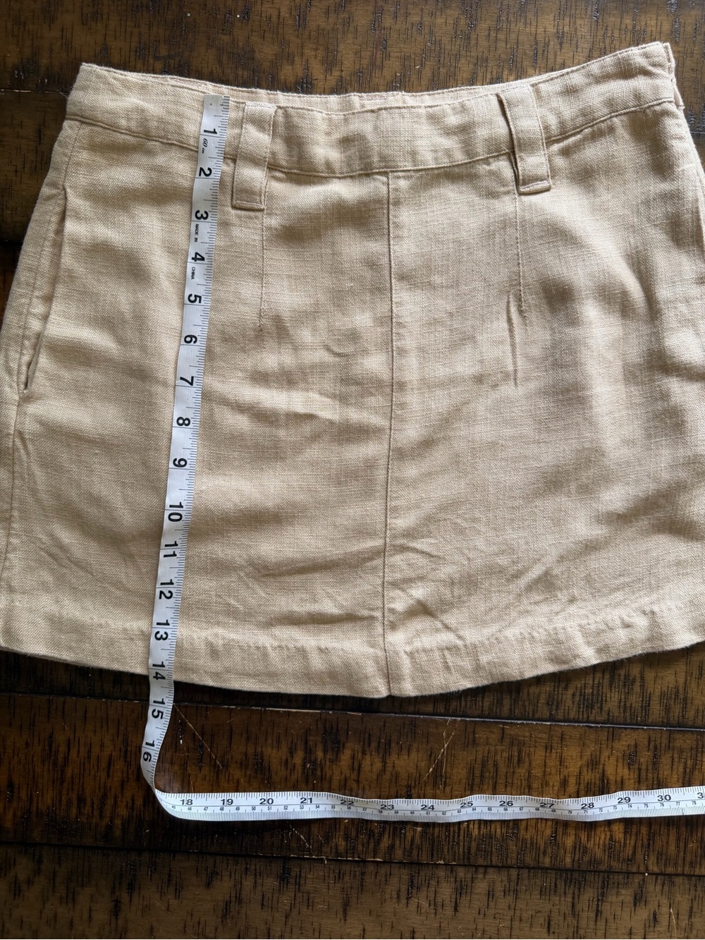 Free People Oatmeal Linen Blend Mini Skirt Size 2 Neutral Boho NWT - Picture 7 of 10